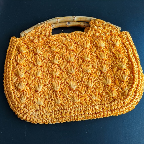 Handbags - Sweet Irresistible Orange Raffia Handbag / Japan